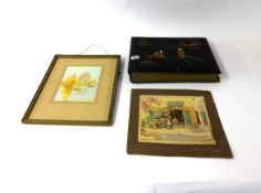 A collection of foreign postcards, some photographic including African in oriental lacquered album