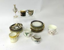 A collection of various 19th century and later coffee cups and saucers including Wedgwood, Worcester