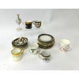 A collection of various 19th century and later coffee cups and saucers including Wedgwood, Worcester