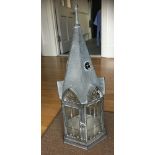 A pair of lanterns of gothic design, height 57cm.