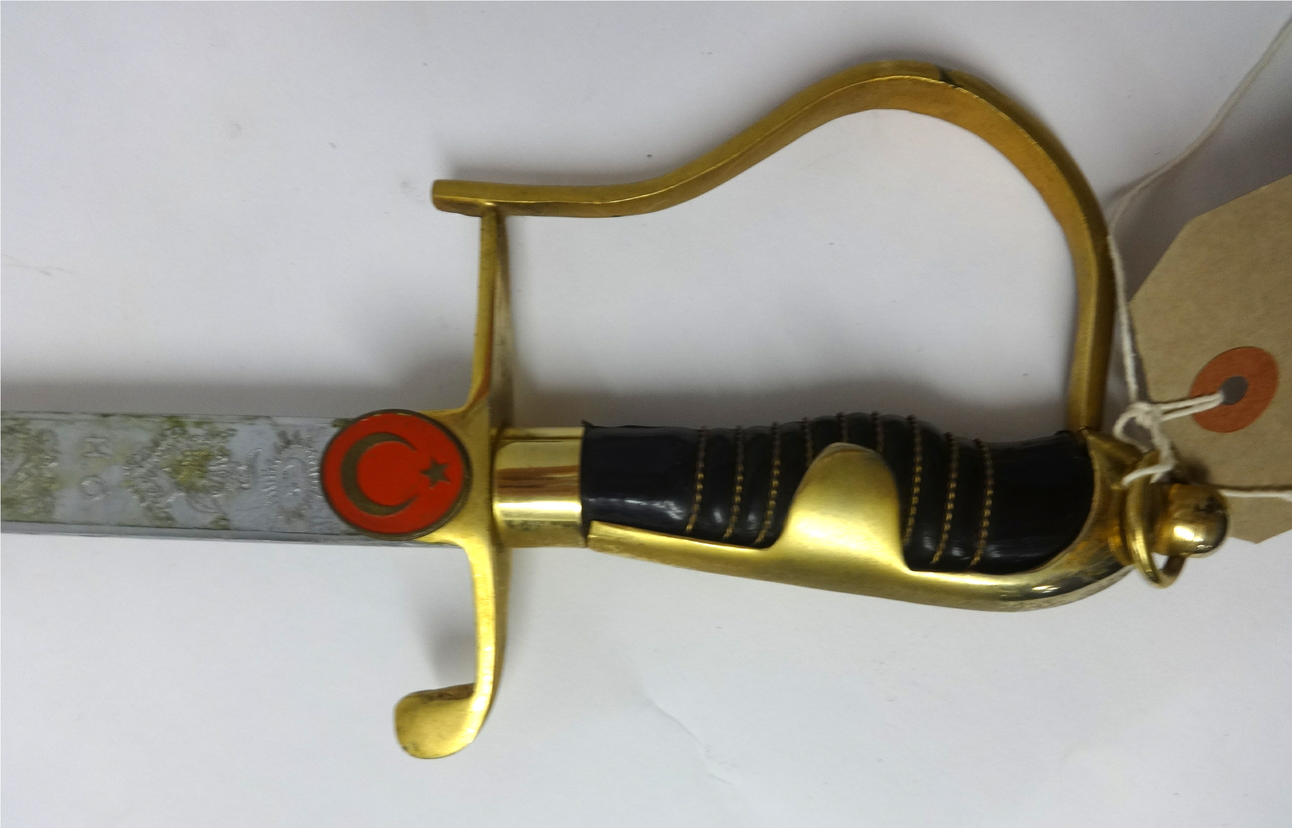 A mid 20th Century Turkish ceremonial sword and scabbard in red velvet case. - Image 4 of 4