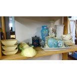 Various chinaware, Susie Cooper dish set, ornate cheese dish, glassware and pair of shorter ware