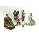 Lladro, three figures together with other porcelain figure groups etc.