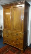 A 19th Century mahogany linen press cupboard converted to a hanging wardrobe, width 120cm.