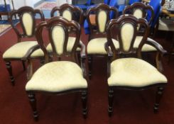 A set of six reproduction Victorian dining chairs.