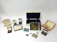 A quantity of vintage costume jewellery and a Victorian ebonised ivory effect jewellery box.