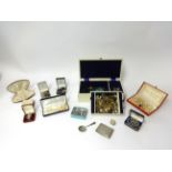 A quantity of vintage costume jewellery and a Victorian ebonised ivory effect jewellery box.