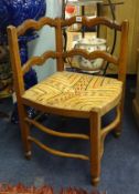 Oak and rush seated corner chair.