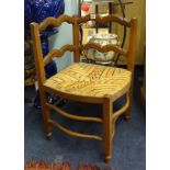 Oak and rush seated corner chair.