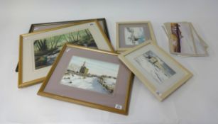 Donald Jackson, five various watercolours together with some Widgery cards.