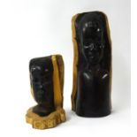 Two carved hard wood African figures, tallest 40cm (2)