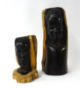 Two carved hard wood African figures, tallest 40cm (2)