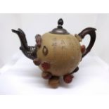 A Chinese Yixing teapot and cover 19th/20th Century of globular form applied with various nuts and