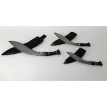 Three kukri knives including an Indian made guaranteed steel post WWII kukri knife (3).