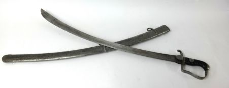 A British 1796 pattern light cavalry troopers sabre and scabbard with stirrup hilt by Osborne.