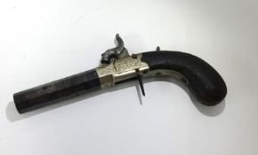 A 19th Century pocket pistol, percussion, length 18cm