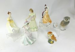 Royal Doulton figurine HN 3173 Natalie, Royal Grafton 'Emma', Coalport Ladies of Fashion figures and