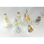 Royal Doulton figurine HN 3173 Natalie, Royal Grafton 'Emma', Coalport Ladies of Fashion figures and