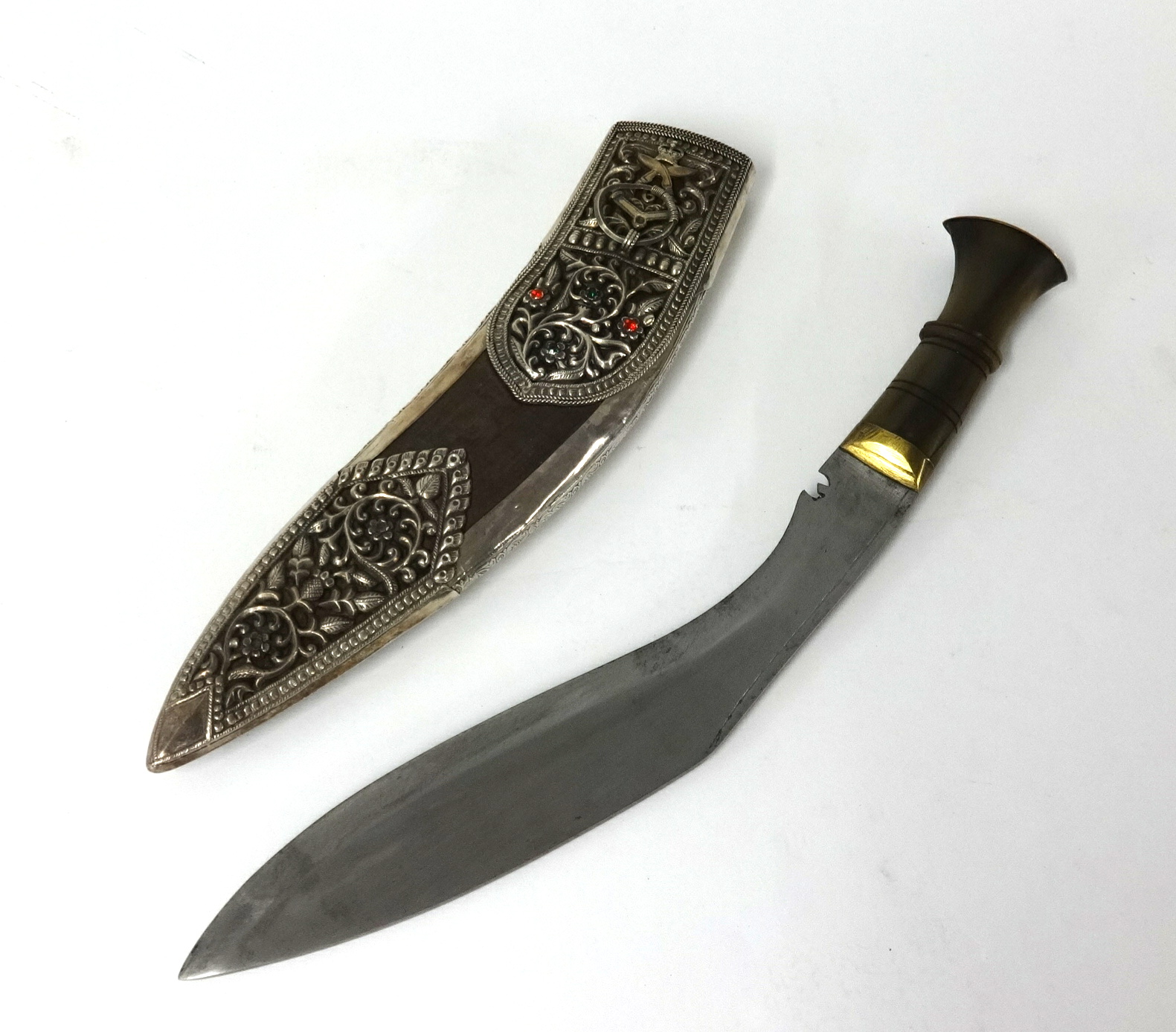 A 6th GR Kothimora kukri knife with jewelled scabbard.