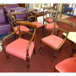 A set five early Victorian mahogany framed dining chairs together with a 19th century mahogany