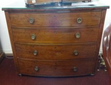 A 19th Century chest fitted with four drawers inlaid top with plate glass, width 104cm.