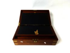 A large Victorian mahogany and brass bound writing slope, width 46cm.
