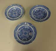 Six 19th Century Spode soup plates, 'Net' design impress marks