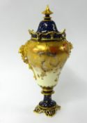 Royal Crown Derby porcelain vase and cover decorated with flowers and gilt work, height 30cm.