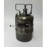 A Railway portable Oil Lamp, dark grey, rounded, embossed as follows on top, 22/13, on plate, Lamp