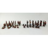 A large collection of antique lead figures including Military, Naval, Horseback, Scots guard,