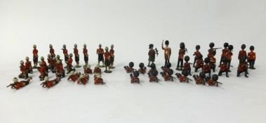 A large collection of antique lead figures including Military, Naval, Horseback, Scots guard,