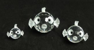 Swarovski, collection of three fish.