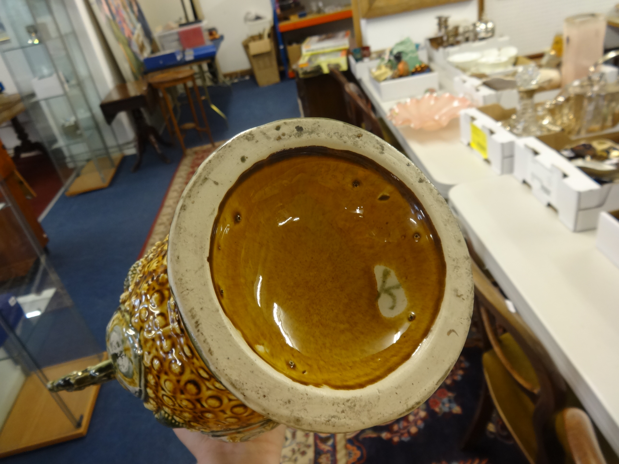 A pair of ornate Victorian pottery vases, height 42cm. - Image 8 of 8