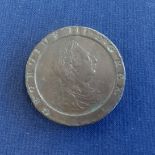 A Geo III cartwheel twopence 1797 also tokens including one penny 1812 given by John Bishop