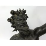 A large bronze sculpture the Dancing Faun of Pompeii, after the antique, portrayed in ecstatic
