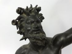 A large bronze sculpture the Dancing Faun of Pompeii, after the antique, portrayed in ecstatic