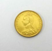 Victoria, 1892 shield back half sovereign.