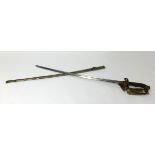 A Naval Ceremonial Officers dress sword (length 83cm), with metal scabbard.