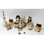 Charles Dickens character jugs also Doulton Monty, Doulton Wild West, a Toby jug and Nao figure