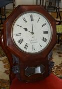 A 19th Century drop dial wall clock 'Greenleaf, Plymouth', with key and in working order.