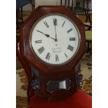 A 19th Century drop dial wall clock 'Greenleaf, Plymouth', with key and in working order.