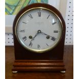 Comitti, eight day mahogany cased striking clock with key, height 21cm