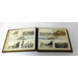 Two lacquered albums containing various postcards including Tokyo, Shanghai, 1920's Singapore,