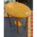 An Edwardian satinwood oval inlaid occasional table.
