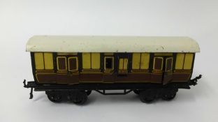 Bing gauge 0 1920's GWR luggage/passenger brake van with opening doors, Bing trains 8-wheel '