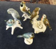 Karl Ens, four porcelain bird groups.