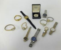 A collection of various general gents and ladies wristwatches including Seiko, Ingersoll, Rotary and