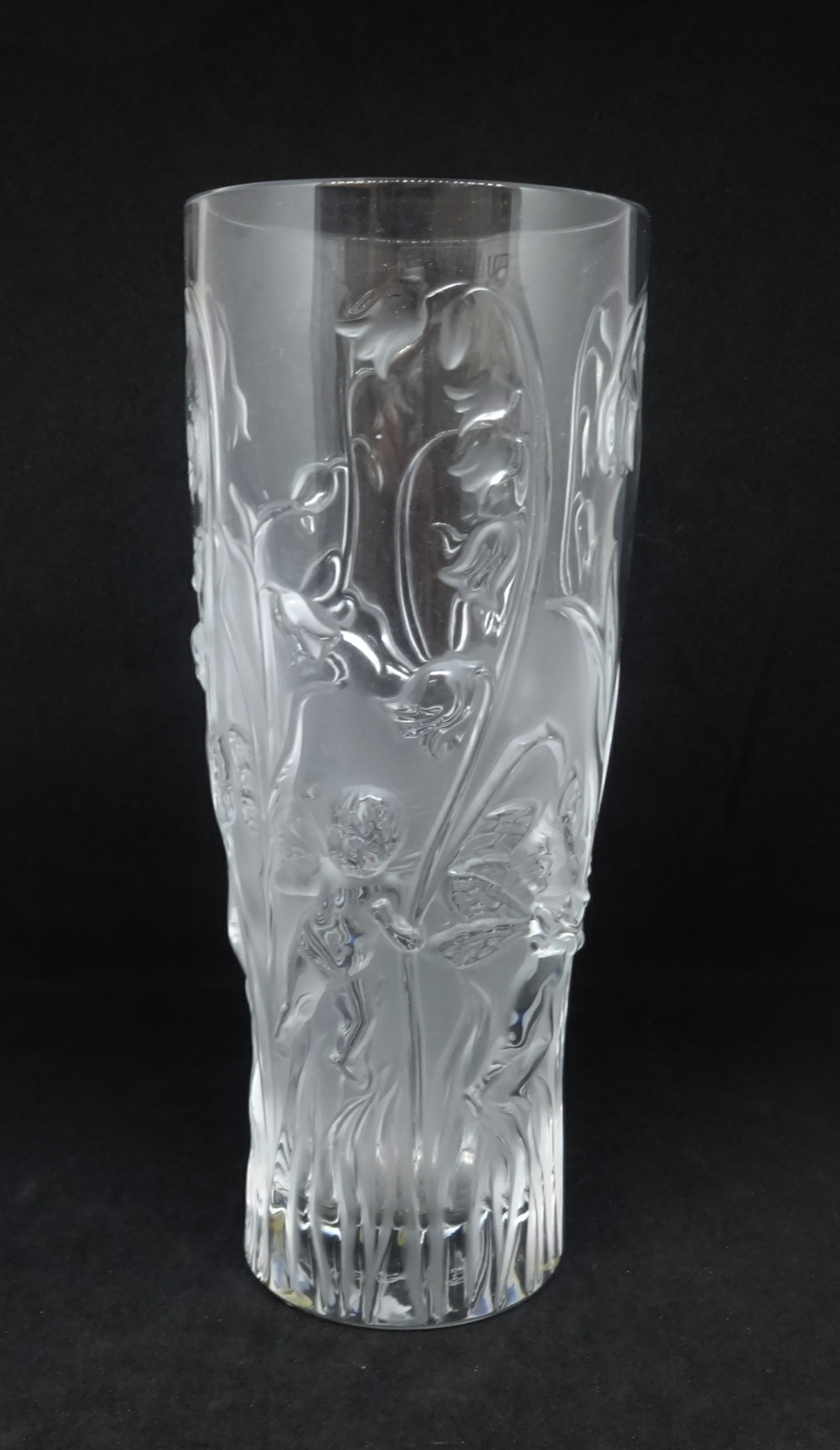 Lalique, vase Bluebells (Elves), height 19.5cm, diameter 8cm.