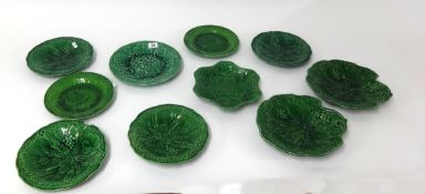 A collection of Wedgwood and other cabbage leaf plates (10).