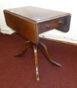 A Victorian pedestal mahogany work table of small size, depth 73cm.